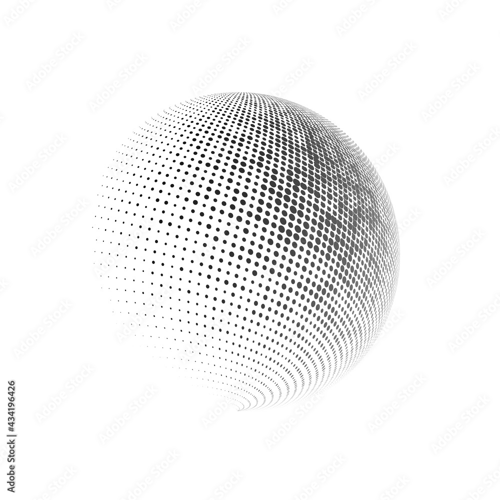 Halftone sphere dotted vector illustration. Circle halftone patterns dots logo. Globe vector illustration. Halftone sphere dotted vector illustration. Circle halftone patterns dots logo. Globe vector illustration.