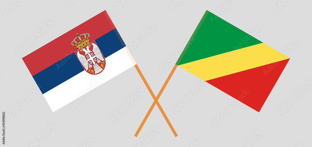 Crossed flags of Serbia and Republic of the Congo. Official colors. Correct proportion Crossed flags of Serbia and Republic of the Congo. Official colors. Correct proportion