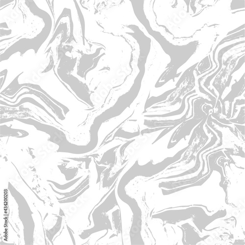 Monochrome Fluid Art abstract vector seamless textured pattern with marble effect in light grey tones. Contemporary art apparel fabric, trendy package, wallpaper, accessories, clothe textile, print.