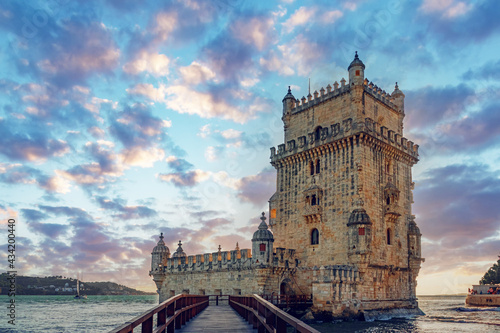 Belem Tower in the sunset light.