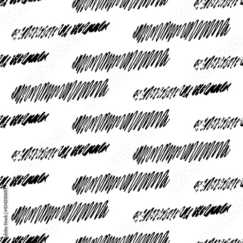 Seamless pattern with black pencil brushstrokes