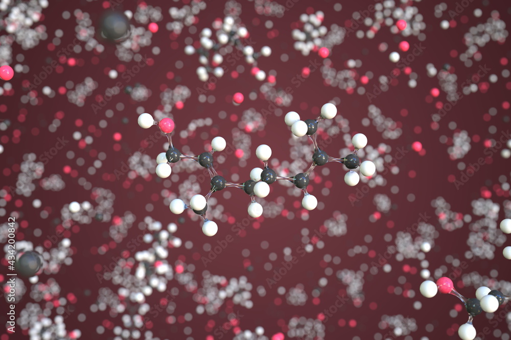 Geraniol molecule made with balls, conceptual molecular model. Chemical 3d rendering Geraniol molecule made with balls, conceptual molecular model. Chemical 3d rendering