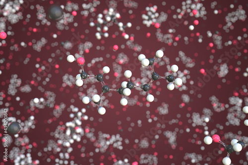 Geraniol molecule made with balls, conceptual molecular model. Chemical 3d rendering