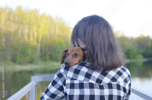 woman and dog