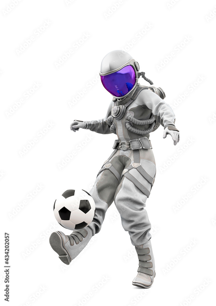 astronaut girl is playing football astronaut girl is playing football