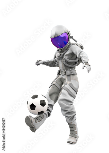 astronaut girl is playing football © DM7