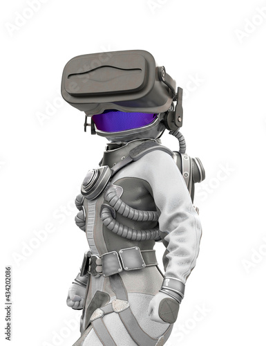 astronaut girl on vr close up view