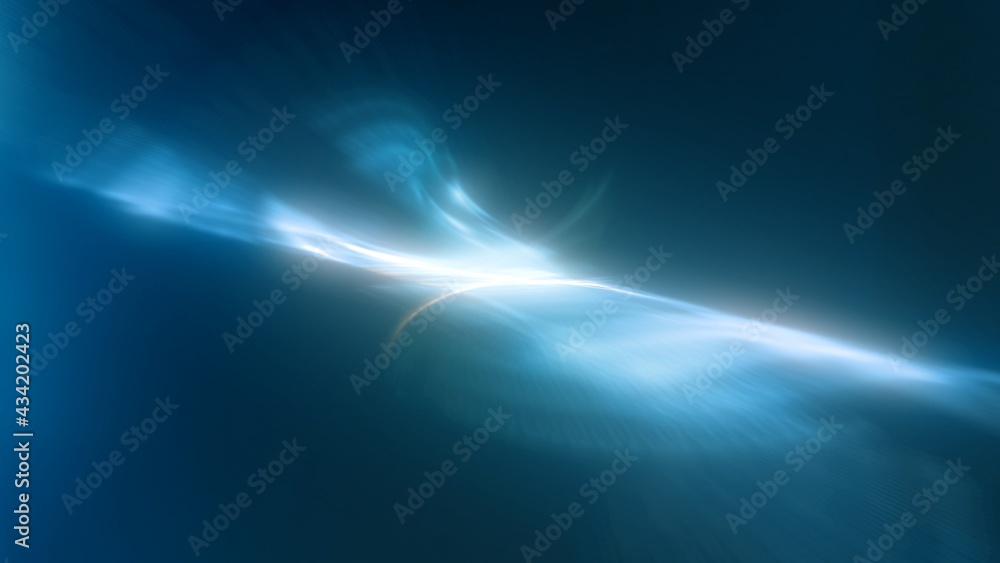 Revolving abstract blue gradient light as futuristic technology news and virtual reality banner. Concept 3D illustration background as a template for catchy gaming statistics or stylish announcement.
