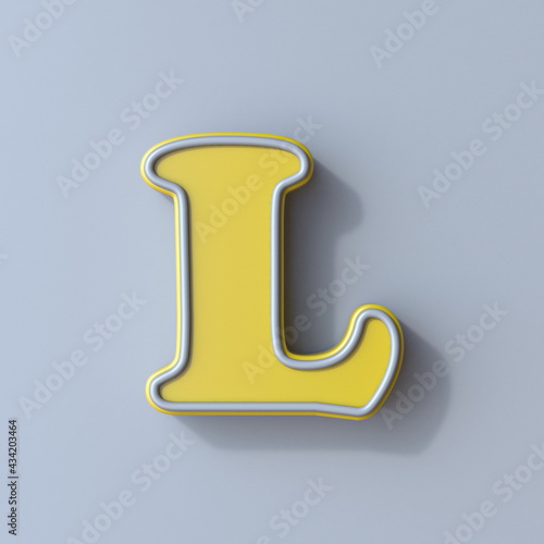 Yellow cartoon font Letter L 3D