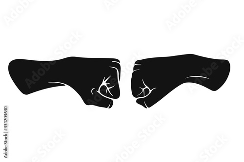 Two fists together for fist bump greeting concept in vector icon