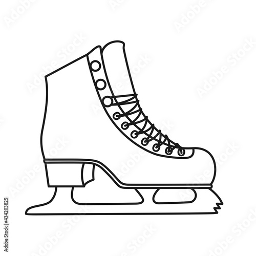 Ice skate shoe or figure skates for ice skating in vector icon