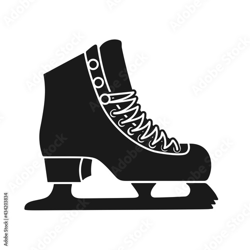 Ice skate shoe or figure skates for ice skating in vector icon