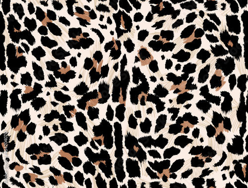 Seamless hand drawing leopard pattern  animal print