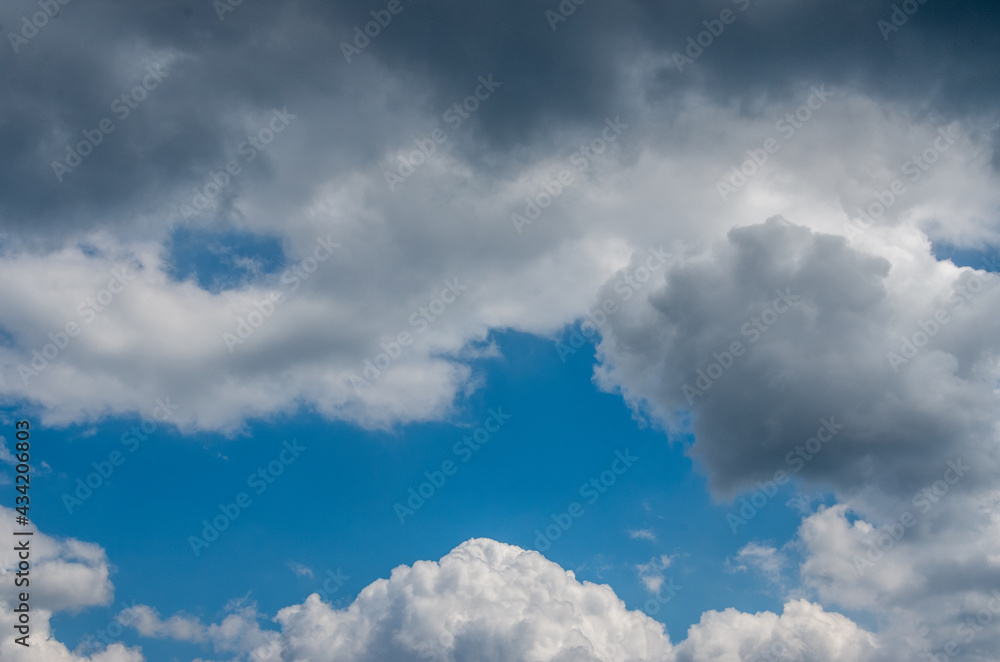 View into impressive spring sky with thick clouds as a texture or background View into impressive spring sky with thick clouds as a texture or background