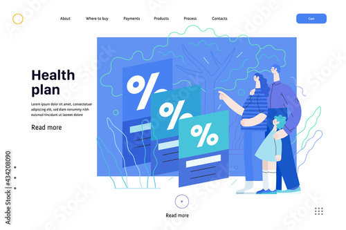 Health plans - medical insurance web template. Modern flat vector