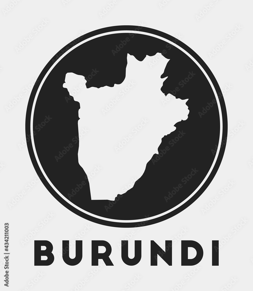 Burundi icon. Round logo with country map and title. Stylish Burundi badge with map. Vector illustration.