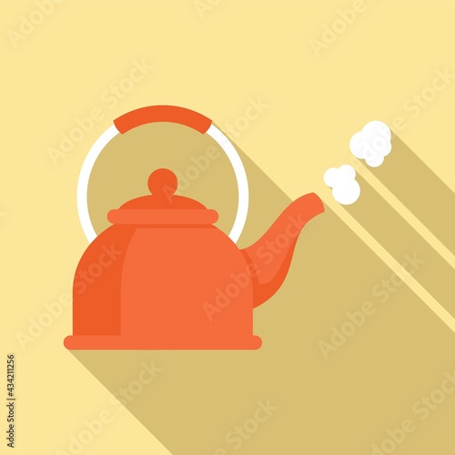 Boiling kettle icon, flat style