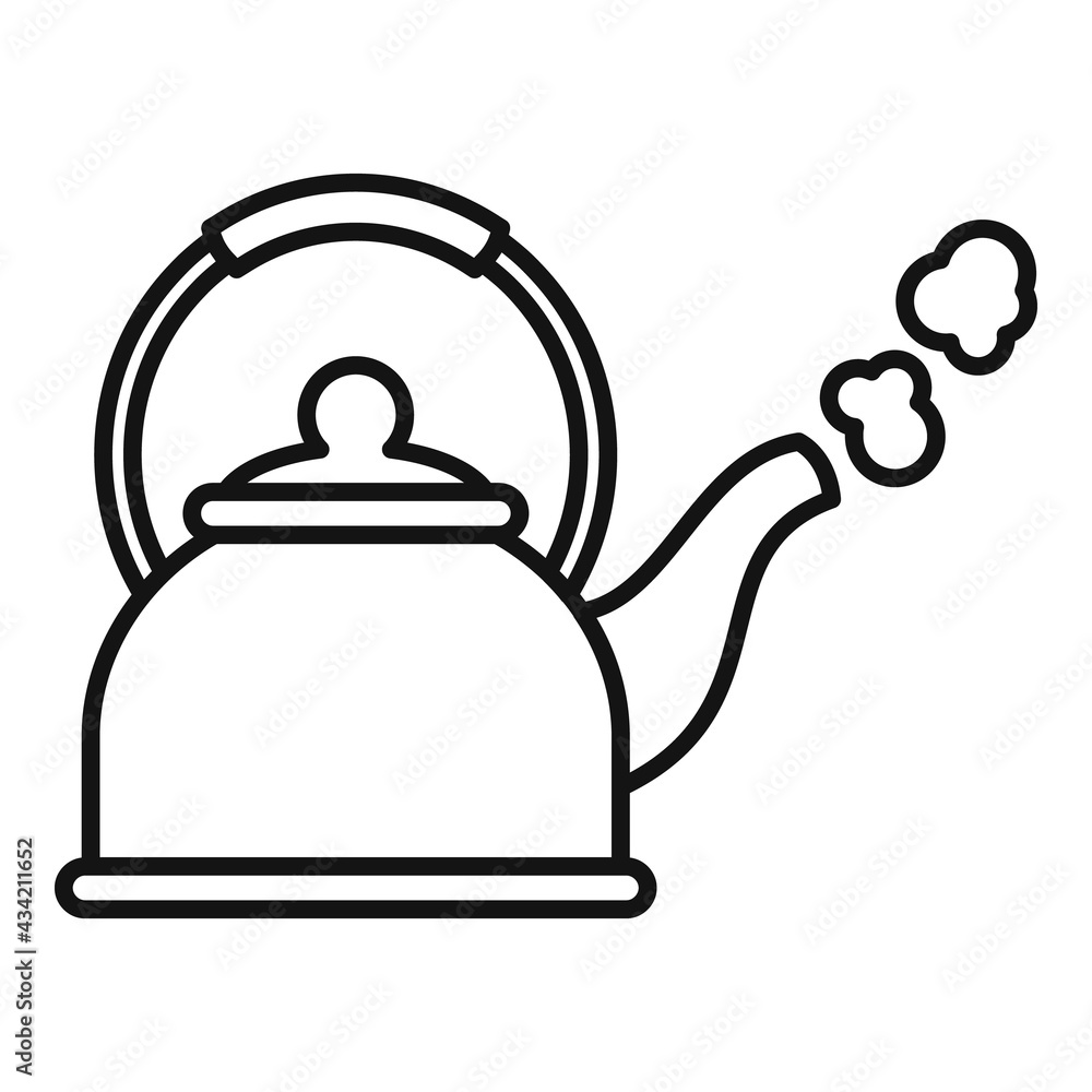 Boiling kettle icon, outline style Boiling kettle icon, outline style