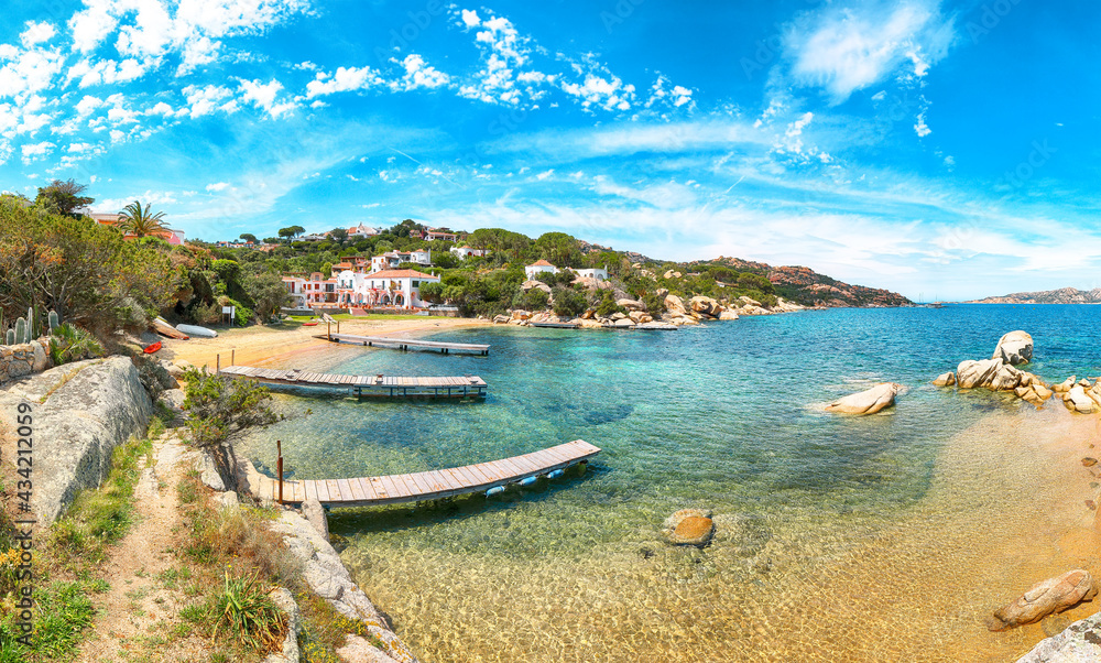 Marvelous view of  beach on Porto Rafael resort. Picturesque seascape of Mediterranean sea.