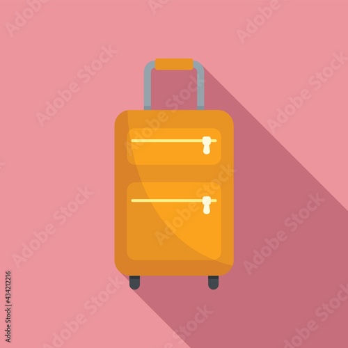 Hitchhiking travel bag icon, flat style