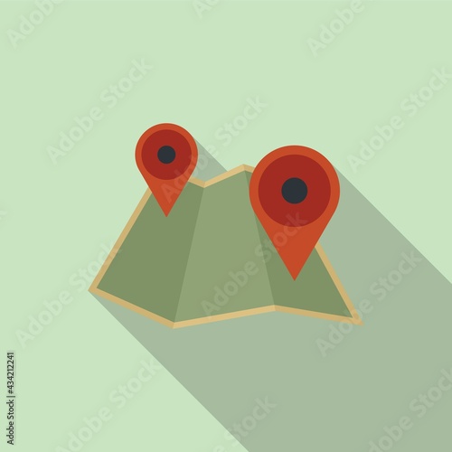 Hitchhiking map icon, flat style