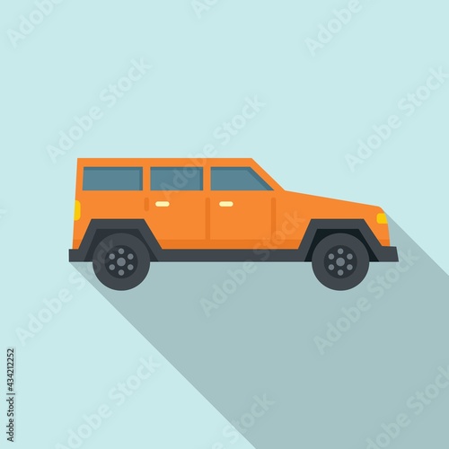Hitchhiking car icon, flat style