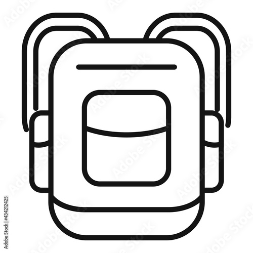 Hitchhiking backpack icon, outline style