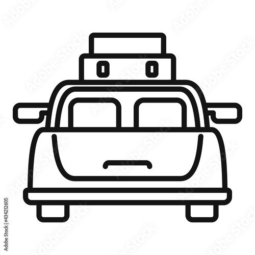 Hitchhiking car sedan icon, outline style