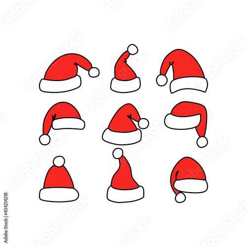 Vector illustration of Santa's red hats