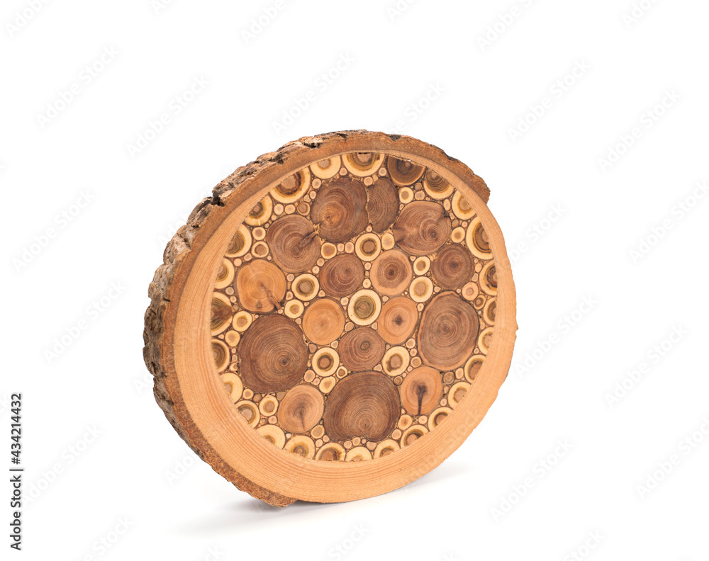 Cross section of a cut wood tree trunk slice with wavy pattern cracks and rings sawed down from the woods Cross section of a cut wood tree trunk slice with wavy pattern cracks and rings sawed down from the woods