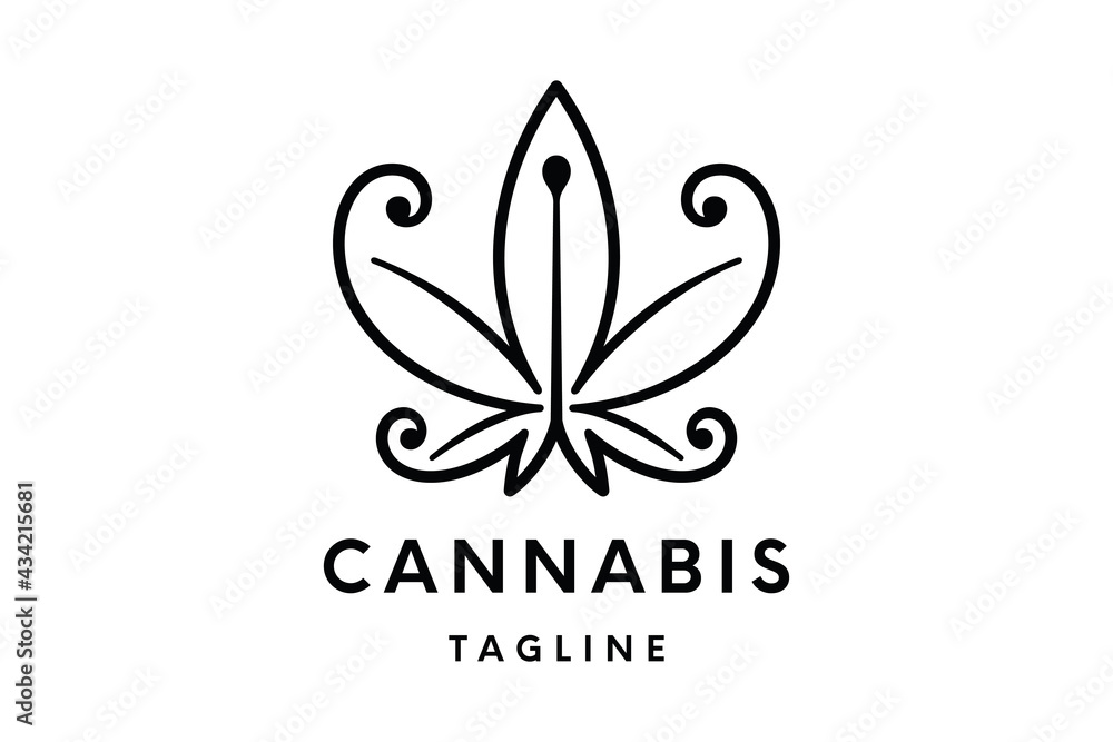 Obraz premium cannabis Logo or Hemp Logo Vector Template