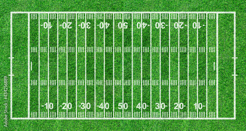 American football field, Green grass texture. Top view