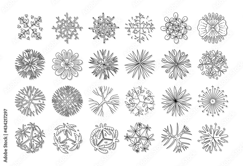 hand drawn vector set of top view tree. Stock Vector | Adobe Stock