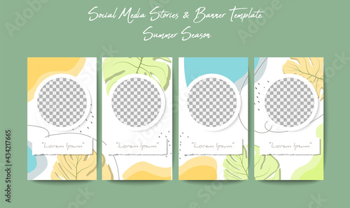 Social media stories template in grid puzzle style for brand marketing