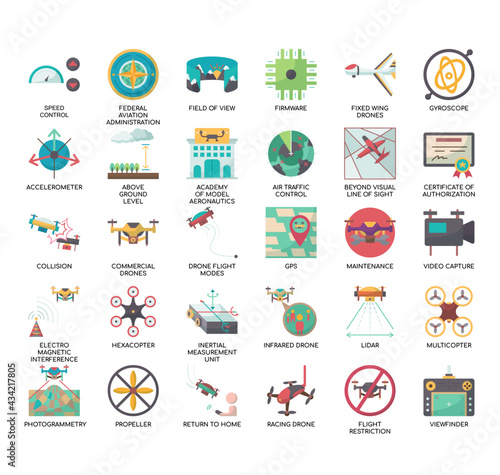 Set of Drone thin line and pixel perfect icons for any web and app project.