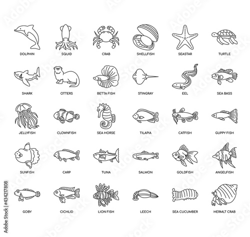 Set of animal thin line and pixel perfect icons for any web and app project.