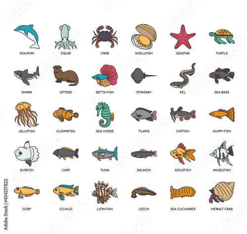 Set of animal thin line and pixel perfect icons for any web and app project.