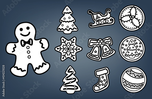 Set de figuras navideñas en lineas