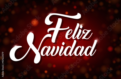 Feliz navidad sobre fondo con luces rojas
