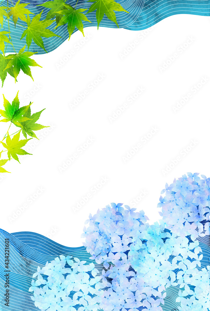 あじさい 波 暑中見舞い 背景 Stock Vector Adobe Stock