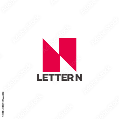 letter n simple geometric square slice logo vector