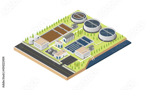 waste water treatment in isometric graphic