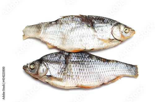 vobla dried salted fish on a white background