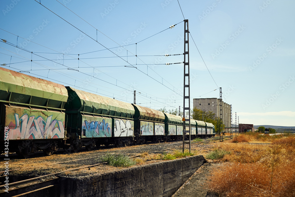 Old trains with graffiti in Spain Old trains with graffiti in Spain