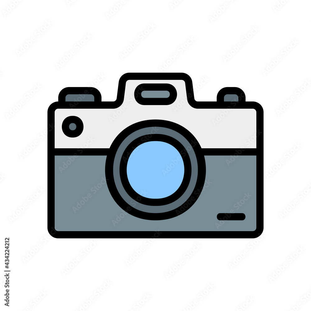Camera icon vector illustration in filled line style about multimedia for any projects Camera icon vector illustration in filled line style about multimedia for any projects