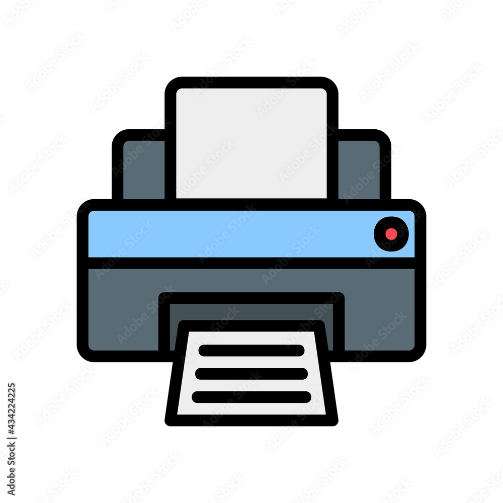 Printer icon vector illustration in filled line style about multimedia for any projects Printer icon vector illustration in filled line style about multimedia for any projects