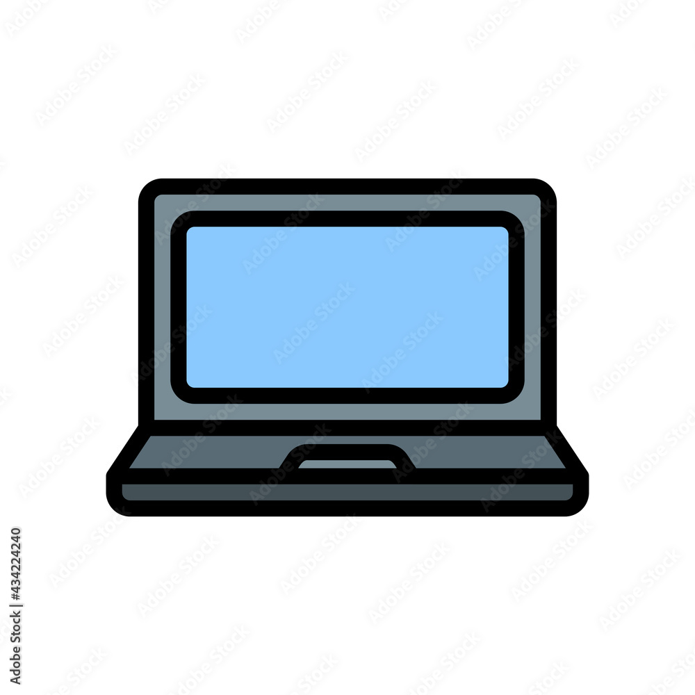 Laptop icon vector illustration in filled line style about multimedia for any projects Laptop icon vector illustration in filled line style about multimedia for any projects