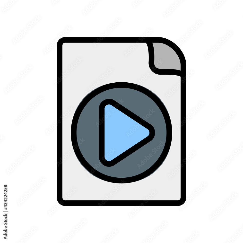 Video File icon vector illustration in filled line style about multimedia for any projects Video File icon vector illustration in filled line style about multimedia for any projects
