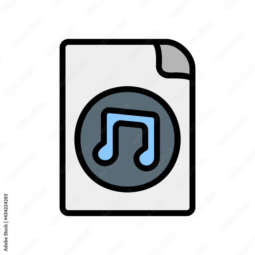 Music File icon vector illustration in filled line style about multimedia for any projects Music File icon vector illustration in filled line style about multimedia for any projects
