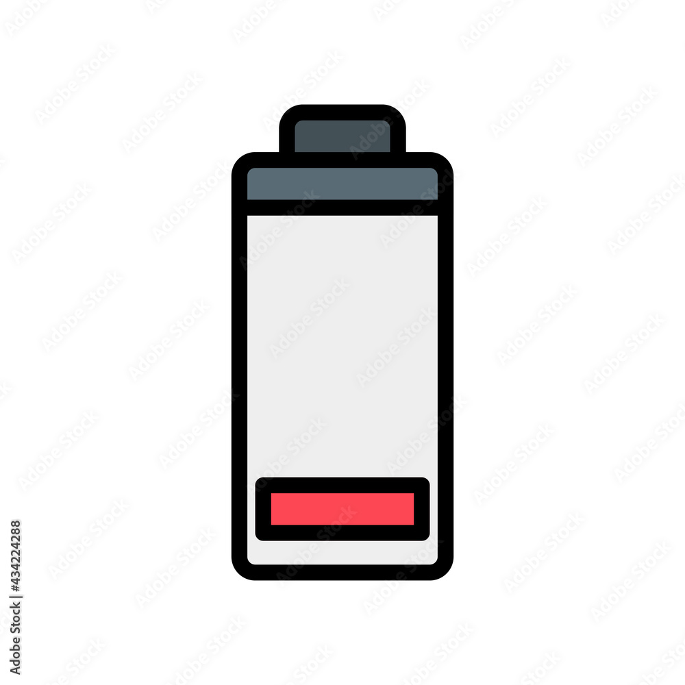Low Battery icon vector illustration in filled line style about multimedia for any projects Low Battery icon vector illustration in filled line style about multimedia for any projects